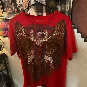 Red Graphic T-Shirt with Eagle Design